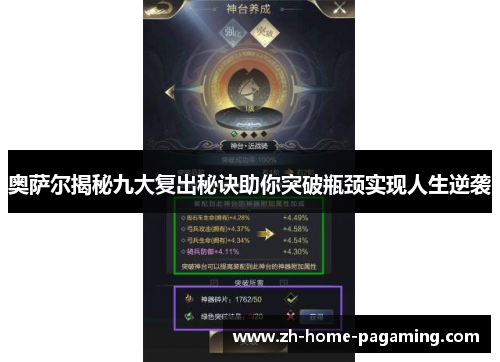 奥萨尔揭秘九大复出秘诀助你突破瓶颈实现人生逆袭 奥萨尔揭秘九大复出秘诀助你突破瓶颈实现人生逆袭