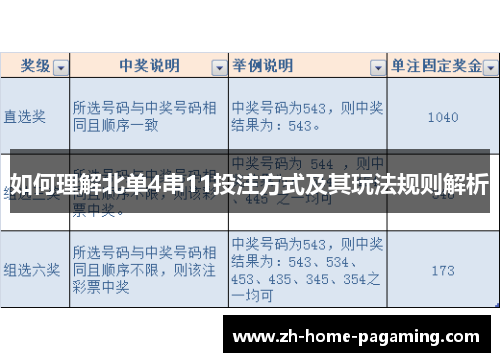 如何理解北单4串11投注方式及其玩法规则解析 如何理解北单4串11投注方式及其玩法规则解析