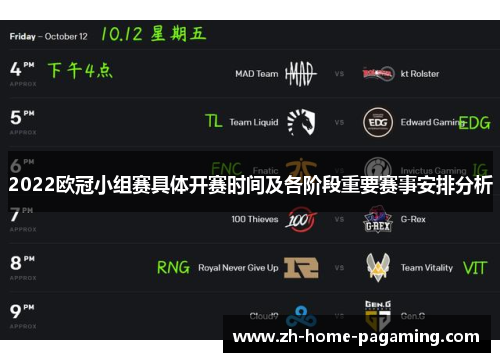 2022欧冠小组赛具体开赛时间及各阶段重要赛事安排分析 2022欧冠小组赛具体开赛时间及各阶段重要赛事安排分析