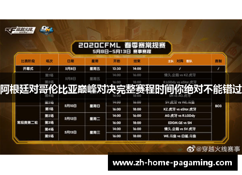 阿根廷对哥伦比亚巅峰对决完整赛程时间你绝对不能错过 阿根廷对哥伦比亚巅峰对决完整赛程时间你绝对不能错过
